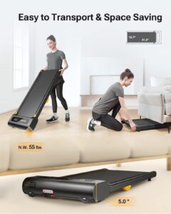 UREVO Treadmill, 2.25HP Walking pad with Double Shock Absorption, Under desk treadmill with Remote Control and LED Display, Walking treadmill with Large Running Area for Home/Office - Image 4