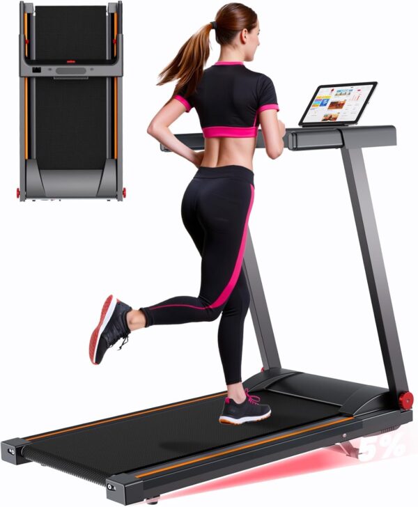 Superun 6% Incline Treadmill, Treadmills for Home Foldable with 12-16km/h, 136kg 158kg Capacity Folding Treadmill, 112x42cm Large Area, Max 3.5HP Motor Walking Pad for Heavy People HIIT & MIIT Program