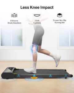 UREVO Treadmill, 2.25HP Walking pad with Double Shock Absorption, Under desk treadmill with Remote Control and LED Display, Walking treadmill with Large Running Area for Home/Office - Image 2