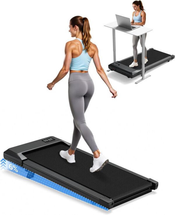 Superun Walking Pad with 6% Incline, 2.5HP Under Desk Treadmill 136KG Capacity 6KM/H Foldable Walking Treadmill with APP Control Running Machines for Home, Door to Door Delivery