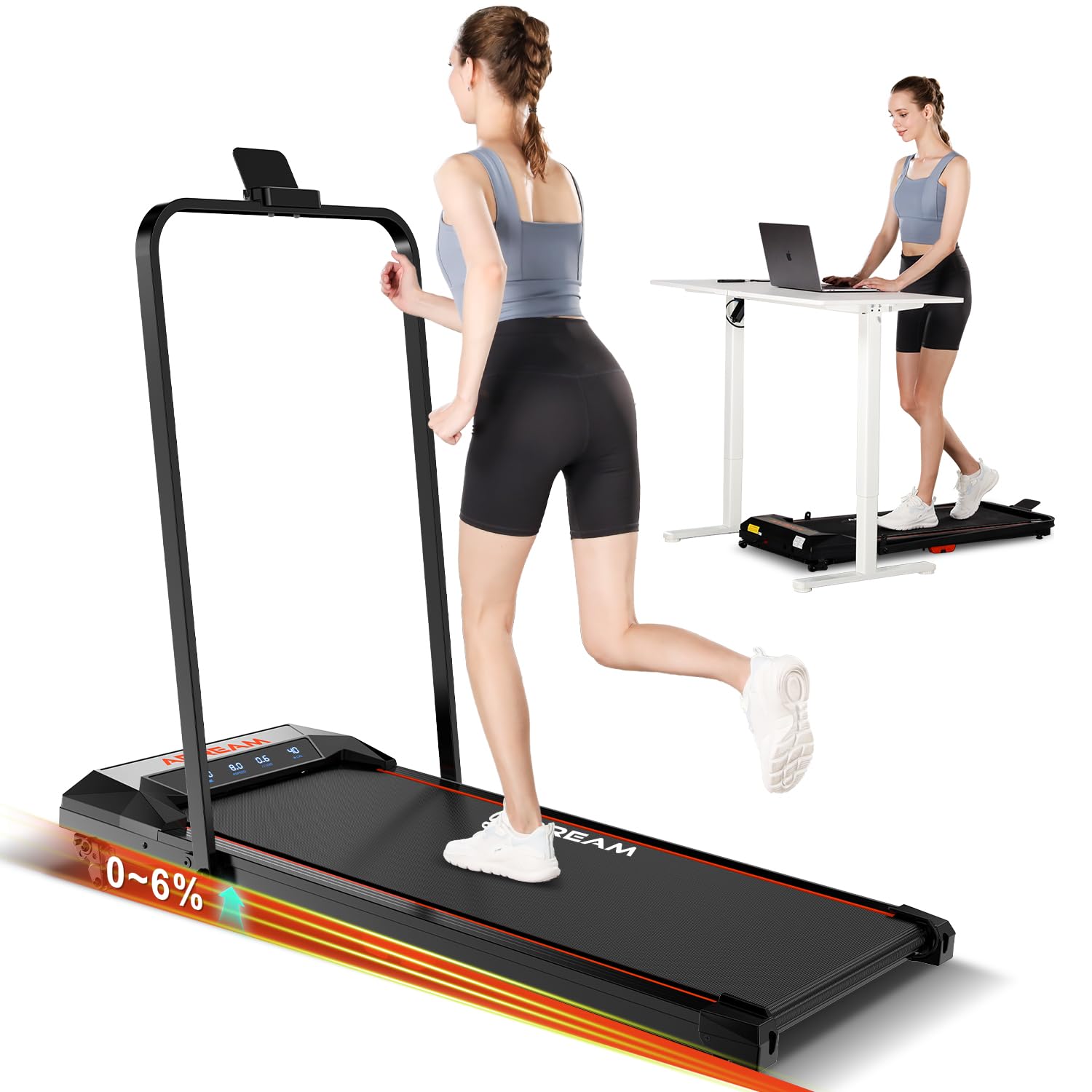 61uHlWhfv-L Walking Pad Treadmill with Incline, ADREAM Foldable Under Desk Treadmill, Portable Walking Running Machine with Remote Control and LED Display - Image 1