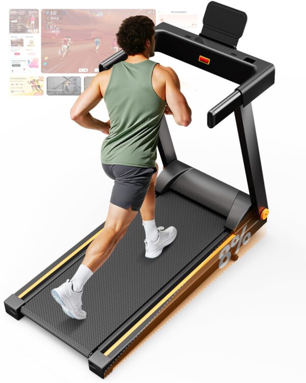 Lacuffy Treadmills for Home Foldable 100x42cm, 136kg Weight Capacity, 12km/h, 8% Incline Folding Treadmill for Heavy People, Raceable Foldable Treadmill with Multi-runner Race, Door to Door Delivery