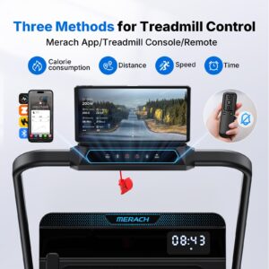 MERACH Walking Pad Treadmill with 6% Incline, 2-in-1 Foldable Treadmill for Home with Handrails, 3.0HP Motor, Max Speed 12km/h, LED Display & Smart APP, 300 LBS Weight Capacity, Space-Saving Design - Image 4