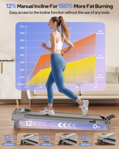 Treadmill Walking Pad with 12% Incline & Height Adjustable Handle Bar, Trisomy 4 in 1 Walking Pad with Handle Bar, 350LBS Foldable Walking Pad Treadmill with Incline for Home, 3.5HP Small Treadmills - Image 3