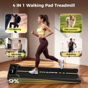 CHAOKE Walking Pad with 9% Incline - Under Desk Treadmill with App, 2.7HP 1-10KM/H Running Machine Built-in Speaker One-Piece Molded, 330 lbs Capacity, Jogging Machine for Home Office - Image 6