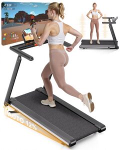 Lacuffy Foldable Treadmill with 12% Auto Incline, 181KG Capacity Treadmills for Heavy People, 18KM/H Running Machine for Home, APP Control with AI Coach, 4 Massage Modes