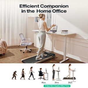 UREVO Wooden Walking Pad with SmartCoach APP, Under Desk Treadmill for Office, Portable Treadmills for Home, Walking Jogging Machine 1-6 km/h with Remote Control, Classic Wooden Aesthetic - Image 6