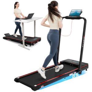 CITYSPORTS 8% Incline Folding Treadmill, Walking Pad, Fitness Under Desk Treadmill with Remote Control, APP, 1-12KM/H, LED Display, 120kg Weight Capacity
