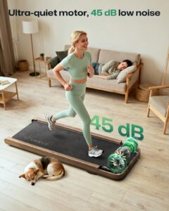 UREVO Wooden Walking Pad with SmartCoach APP, Under Desk Treadmill for Office, Portable Treadmills for Home, Walking Jogging Machine 1-6 km/h with Remote Control, Classic Wooden Aesthetic - Image 7
