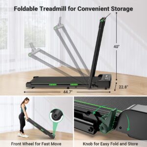 THERUN 2-in-1 Walking Pad Treadmill for Home Office, 2.5HP Quiet Motor, 1-12km/h, 98x42cm Wide Running Belt, Dual Shock Absorption, LED Display, Remote Control, Foldable Compact Walking Treadmill - Image 7