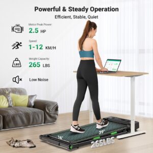 THERUN 2-in-1 Walking Pad Treadmill for Home Office, 2.5HP Quiet Motor, 1-12km/h, 98x42cm Wide Running Belt, Dual Shock Absorption, LED Display, Remote Control, Foldable Compact Walking Treadmill - Image 2