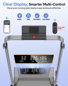 Treadmill Walking Pad with 12% Incline & Height Adjustable Handle Bar, Trisomy 4 in 1 Walking Pad with Handle Bar, 350LBS Foldable Walking Pad Treadmill with Incline for Home, 3.5HP Small Treadmills - Image 4