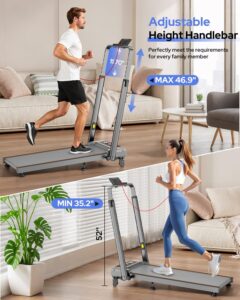 Treadmill Walking Pad with 12% Incline & Height Adjustable Handle Bar, Trisomy 4 in 1 Walking Pad with Handle Bar, 350LBS Foldable Walking Pad Treadmill with Incline for Home, 3.5HP Small Treadmills - Image 2