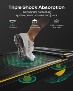 UREVO Home Treadmill with APP, 3 in 1 Folding Walking Pad with Dual Shock Absorption, ‎1-10km/h, Foldable Electric Treadmill with Remote Control and LED for Home/Office (Fonce) - Image 7