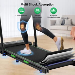 THERUN 2-in-1 Walking Pad Treadmill for Home Office, 2.5HP Quiet Motor, 1-12km/h, 98x42cm Wide Running Belt, Dual Shock Absorption, LED Display, Remote Control, Foldable Compact Walking Treadmill - Image 5