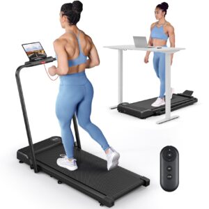 THERUN Lightweight Walking Pad for Home, 2-in-1 Portable Treadmill with 2.5HP Motor 1-10 km/h, Foldable Jogging Machine for Small Apartments, Remote Control, No Assembly Required, Easy Storage