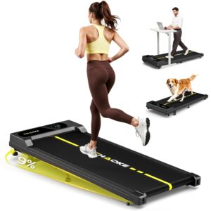 CHAOKE Walking Pad with 9% Incline - Under Desk Treadmill with App, 2.7HP 1-10KM/H Running Machine Built-in Speaker One-Piece Molded, 330 lbs Capacity, Jogging Machine for Home Office