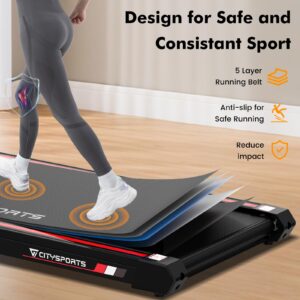 CITYSPORTS 8% Incline Folding Treadmill, Walking Pad, Fitness Under Desk Treadmill with Remote Control, APP, 1-12KM/H, LED Display, 120kg Weight Capacity - Image 3