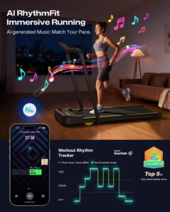 UREVO Home Treadmill with APP, 3 in 1 Folding Walking Pad with Dual Shock Absorption, ‎1-10km/h, Foldable Electric Treadmill with Remote Control and LED for Home/Office (Fonce) - Image 4