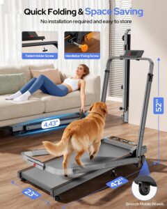 Treadmill Walking Pad with 12% Incline & Height Adjustable Handle Bar, Trisomy 4 in 1 Walking Pad with Handle Bar, 350LBS Foldable Walking Pad Treadmill with Incline for Home, 3.5HP Small Treadmills - Image 8