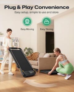 UREVO Home Treadmill with APP, 3 in 1 Folding Walking Pad with Dual Shock Absorption, ‎1-10km/h, Foldable Electric Treadmill with Remote Control and LED for Home/Office (Fonce) - Image 9