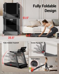 Foldable Treadmills for Home with 20% Auto Incline, 14KM/H Treadmill with Handles, Running Machine for Heavy People, 180KG Weight Capacity, Large Running Belt and Intelligent LED Touch Screen - Image 8