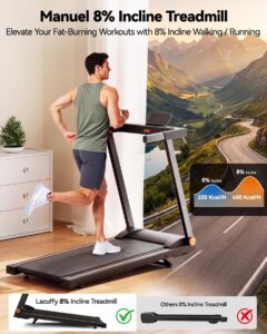 Lacuffy Treadmills for Home Foldable 100x42cm, 136kg Weight Capacity, 12km/h, 8% Incline Folding Treadmill for Heavy People, Raceable Foldable Treadmill with Multi-runner Race, Door to Door Delivery - Image 4