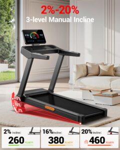 CURSOR FITNESS Foldable Treadmill for Home with 20% Incline, 14KM/H Folding Treadmills with Handles, Portable Indoor Running Machine with 180KG Weight Capacity, Large Running Belt and LED Touch Screen - Image 2