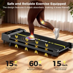 CHAOKE Walking Pad with 9% Incline - Under Desk Treadmill with App, 2.7HP 1-10KM/H Running Machine Built-in Speaker One-Piece Molded, 330 lbs Capacity, Jogging Machine for Home Office - Image 4