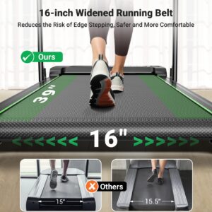 THERUN 2-in-1 Walking Pad Treadmill for Home Office, 2.5HP Quiet Motor, 1-12km/h, 98x42cm Wide Running Belt, Dual Shock Absorption, LED Display, Remote Control, Foldable Compact Walking Treadmill - Image 6
