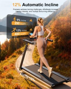 Lacuffy Foldable Treadmill with 12% Auto Incline, 181KG Capacity Treadmills for Heavy People, 18KM/H Running Machine for Home, APP Control with AI Coach, 4 Massage Modes - Image 4