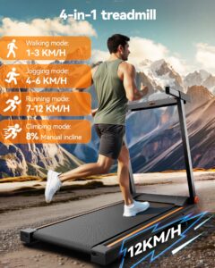 Lacuffy Treadmills for Home Foldable 100x42cm, 136kg Weight Capacity, 12km/h, 8% Incline Folding Treadmill for Heavy People, Raceable Foldable Treadmill with Multi-runner Race, Door to Door Delivery - Image 8