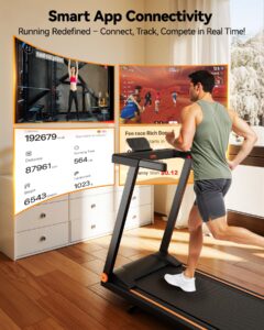Lacuffy Treadmills for Home Foldable 112x42cm, 159kg Weight Capacity, 16km/h, 8% Incline Folding Treadmill for Heavy People, Raceable Foldable Treadmill with Multi-runner Race, Door to Door Delivery - Image 3