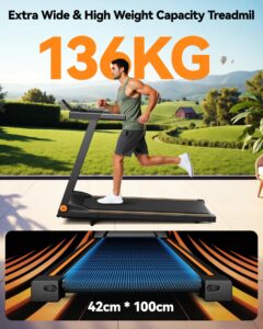 Lacuffy Treadmills for Home Foldable 100x42cm, 136kg Weight Capacity, 12km/h, 8% Incline Folding Treadmill for Heavy People, Raceable Foldable Treadmill with Multi-runner Race, Door to Door Delivery - Image 7