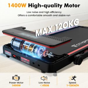 CITYSPORTS 8% Incline Folding Treadmill, Walking Pad, Fitness Under Desk Treadmill with Remote Control, APP, 1-12KM/H, LED Display, 120kg Weight Capacity - Image 6