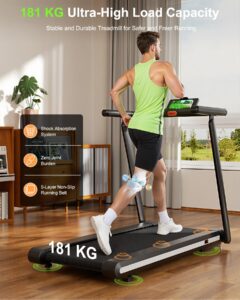 Superun Foldable Treadmill 12% Auto Incline, 181KG Capacity Treadmills for Heavy User Hidden Motor Design, 18KM/H Treadmills for Home 4 Vibration Modes, APP Control Running Machine AI Training Coach - Image 8