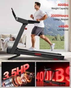 Foldable Treadmills for Home with 20% Auto Incline, 14KM/H Treadmill with Handles, Running Machine for Heavy People, 180KG Weight Capacity, Large Running Belt and Intelligent LED Touch Screen - Image 3